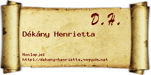 Dékány Henrietta névjegykártya
