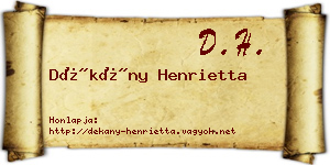 Dékány Henrietta névjegykártya