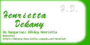 henrietta dekany business card